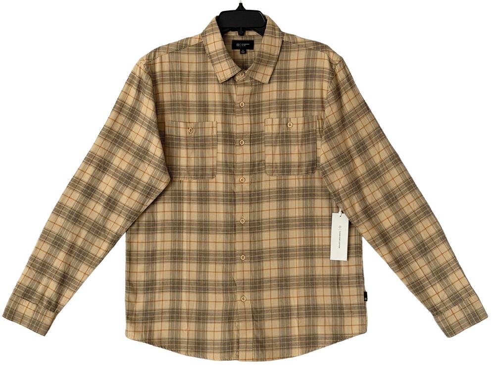 AG Los Angeles Wayne Work Shirt Men's Small Relaxed Fit Tan Plaid NWT